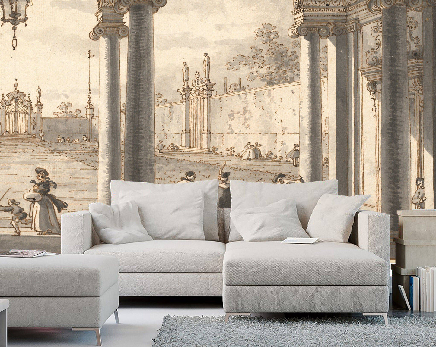 View through a Baroque by Antonio Wallpaper, full wall murals, Wall of ancient castle,  fine art photo wallpapers of baroque castle corridor
