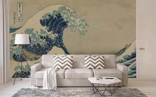 Great Wave off Kanagawa Wallpaper, Removable Wallpaper, Peel and Stick, Great Wave Pattern , Vintage Retro Self Adhesive Wall Mural