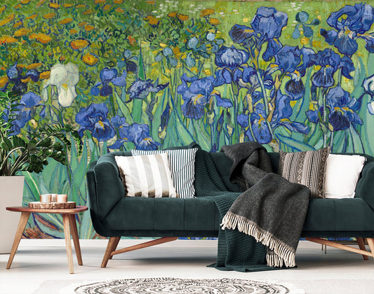 Irises by Van Gogh Wallpaper, large iris wallpaper mural, wallpaper print, van gogh wall paper, floral wallpaper, dutch painting