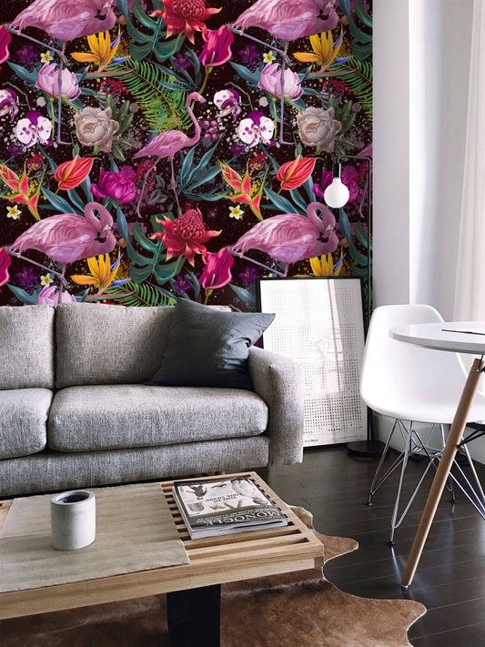 Abstract Colorful Flamingo | Removable Wallpaper | Pattern #276