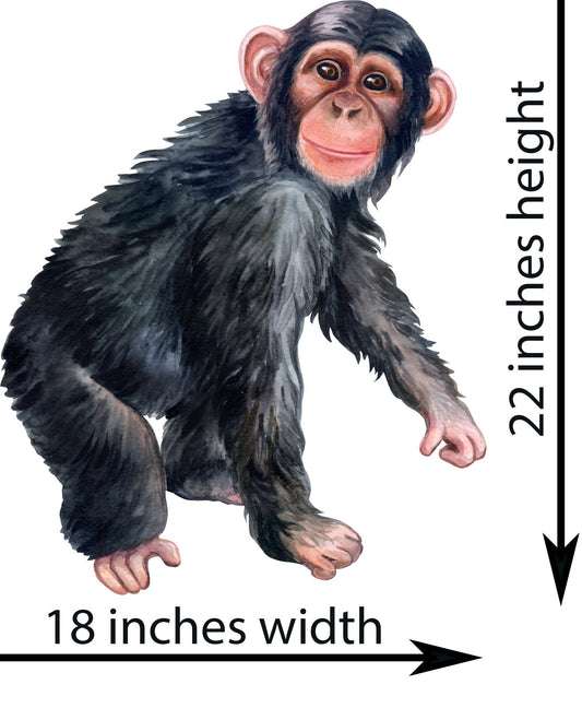 Watercolor big wall sticker set for kids, chimp for nursery and home wall decor.
