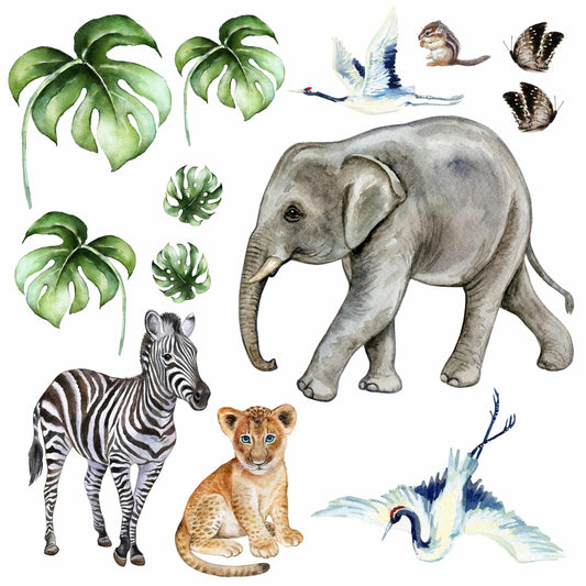 Watercolor savanna wall decals, wall cover, design, nursery, illustration, wall art #1 for nursery and home wall decor.