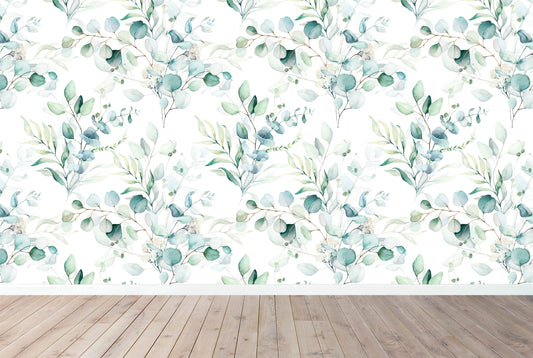 Eucalyptus Dream Wallpaper - Removable Wallpaper - Adhesive Wallpaper - Temporary Wallpaper - Floral Wallpaper - Mint Decor - Nursery - Wall