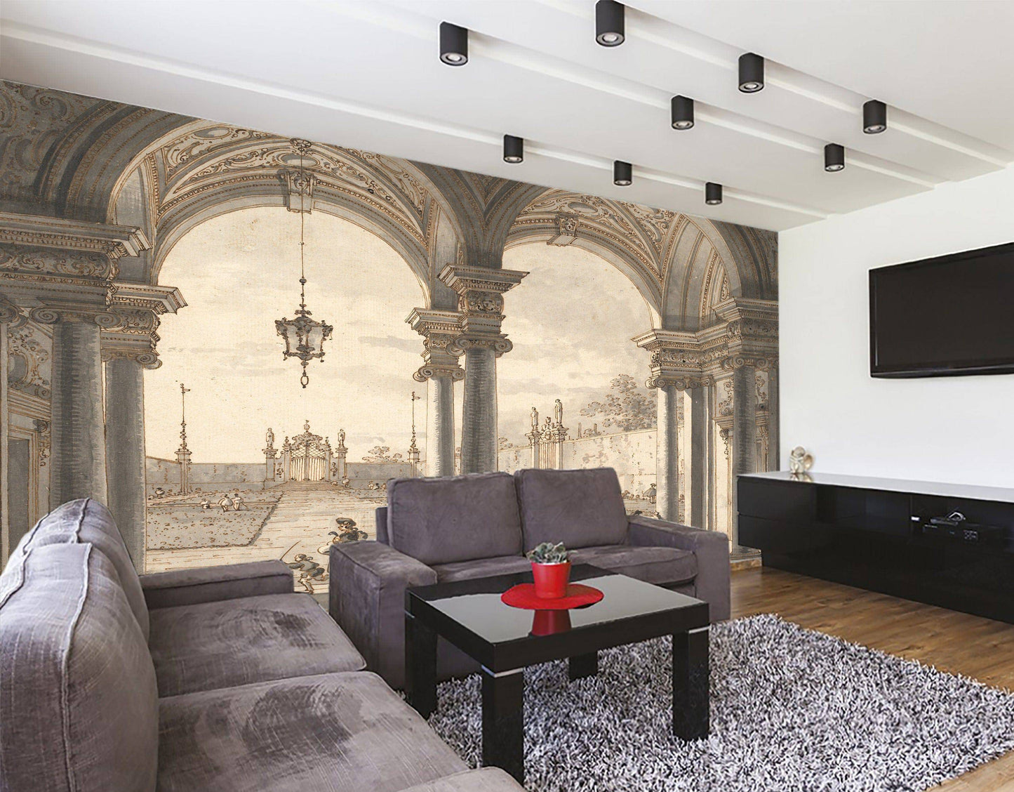 View through a Baroque by Antonio Wallpaper, full wall murals, Wall of ancient castle,  fine art photo wallpapers of baroque castle corridor