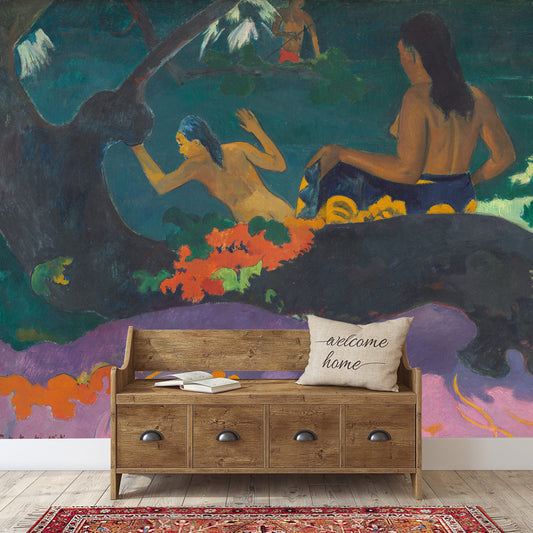 By the Sea by Paul Gauguin Wallpaper, Sea Wallpaper,  Oil Painting,  Wall Mural, Abstract Sea, Landscape Wall Print,  Modern Home Decor