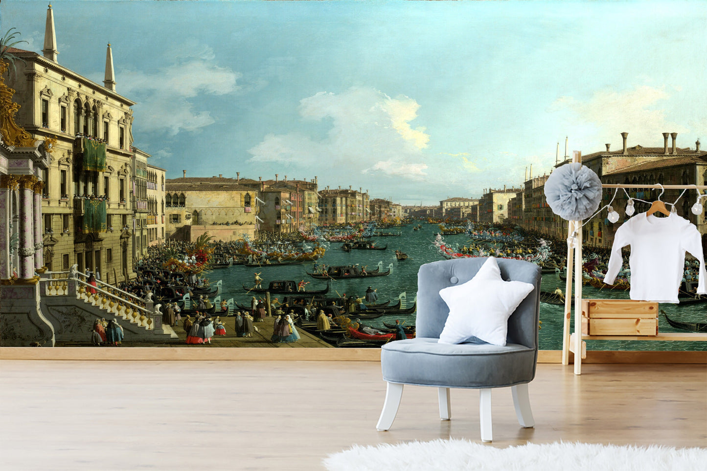 Regatta on the Canale Grande by Canaletto Wallpaper, Venice Canale Grande, Large Wall Mural, Self Adhesive Peel & Stick Mural, Fine art