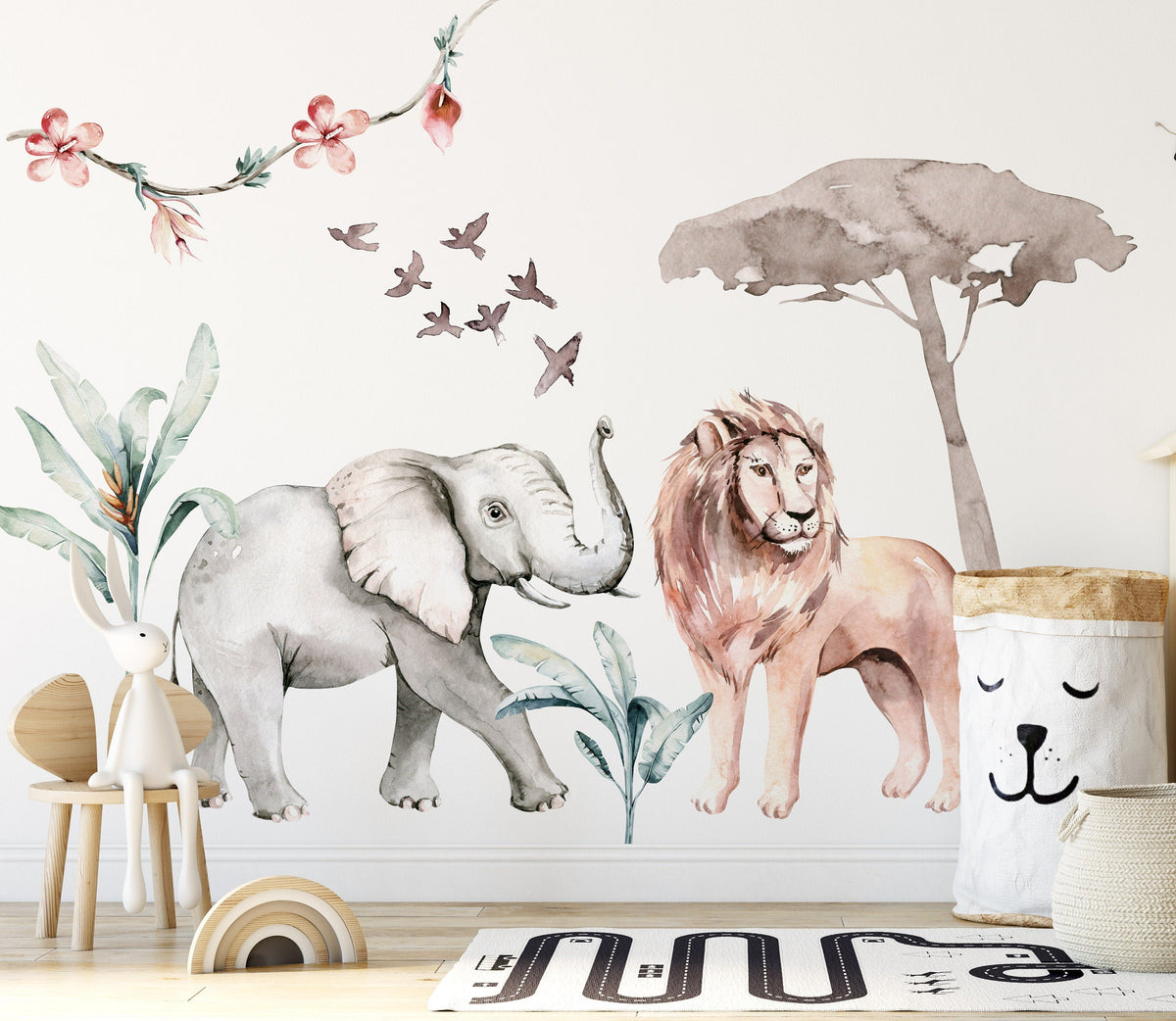 Elephant Savanna Wall Stickers - Unique Wall Decal by Wonderwallsboutique