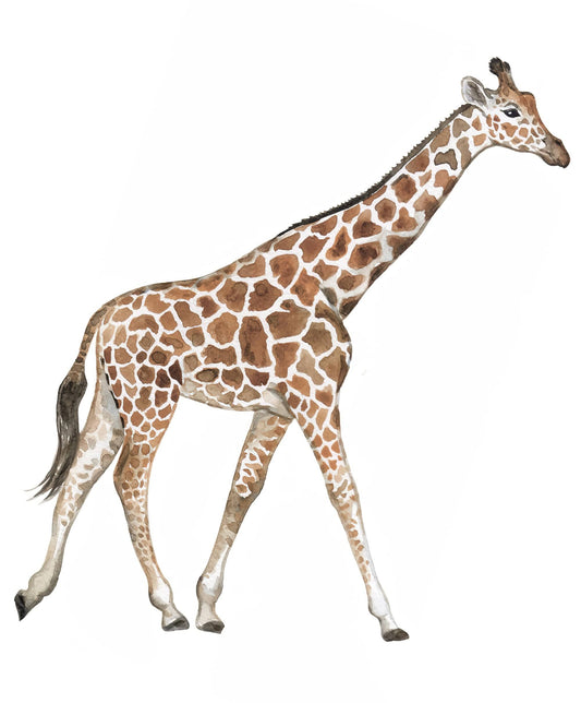 Watercolor big wall sticker set for kids, mama giraffe for nursery and home wall decor.