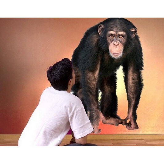 Watercolor realistic monkey wall sticker for nursery and home wall decor.