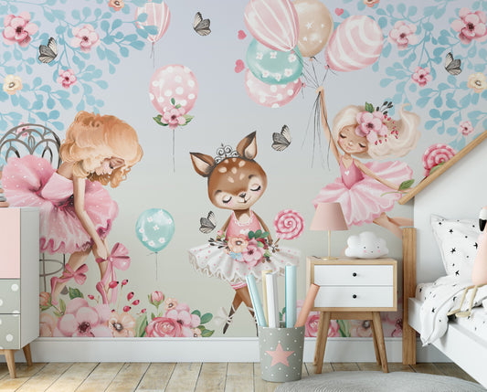 Ballerina Wallpaper, Nursery Girls Wall Mural