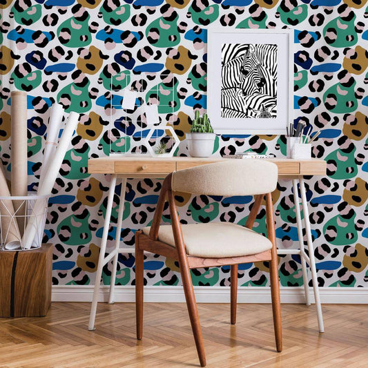 Cool Like You Wallpaper in Cobalt Blue, Mustard and Jungle Green, Removable Wallpaper, Temporary Wallpaper, Minimalist, Peel and Stick