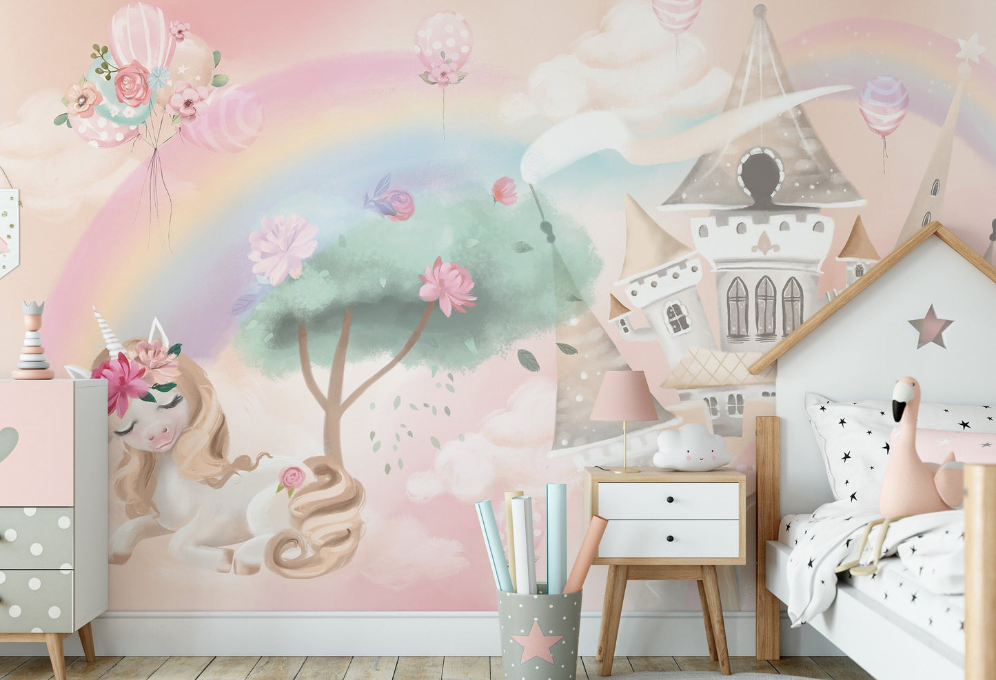Unicorn and Castle Princess Wall Mural