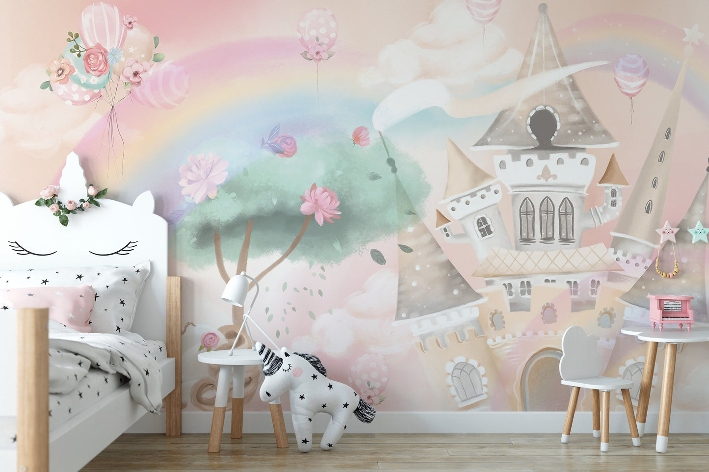 Unicorn and Castle Princess Wall Mural