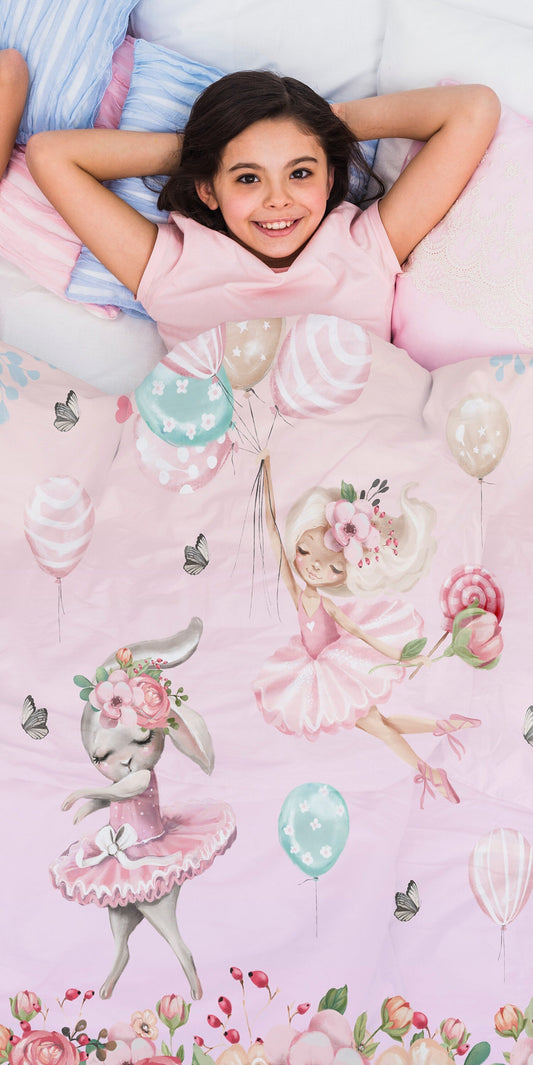 Ballerina Bedding, Toddler Bedding, Junior Bed Covers, Girls Bedding, Girls Cotbed Bed Covers, Toddler Bed Linen