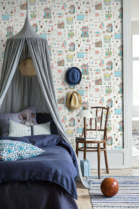 Krakel Spektakel,  Removable Wallpaper, Peel and stick, Old school wallpaper, Kids room wallpaper, Designer wallpaper, Premium wallpaper