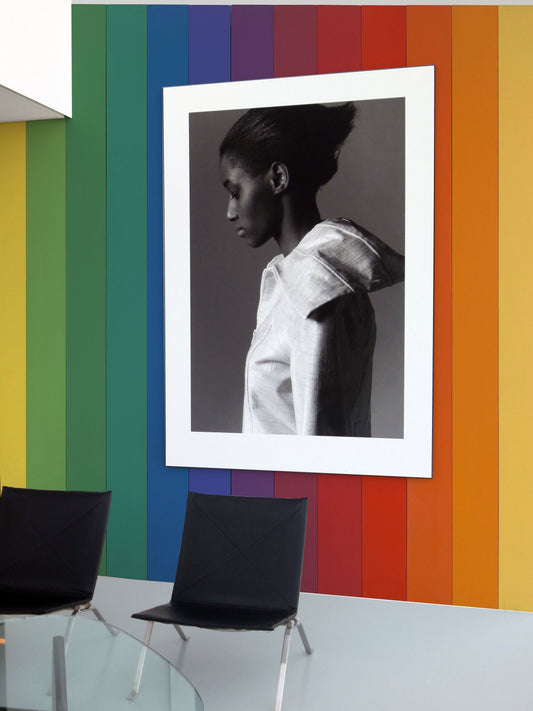 Watercolor spectrum mural for nursery and home wall decor.