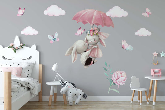 Bunny Rabbit Wall Stickers, Childrens Nursery Decals