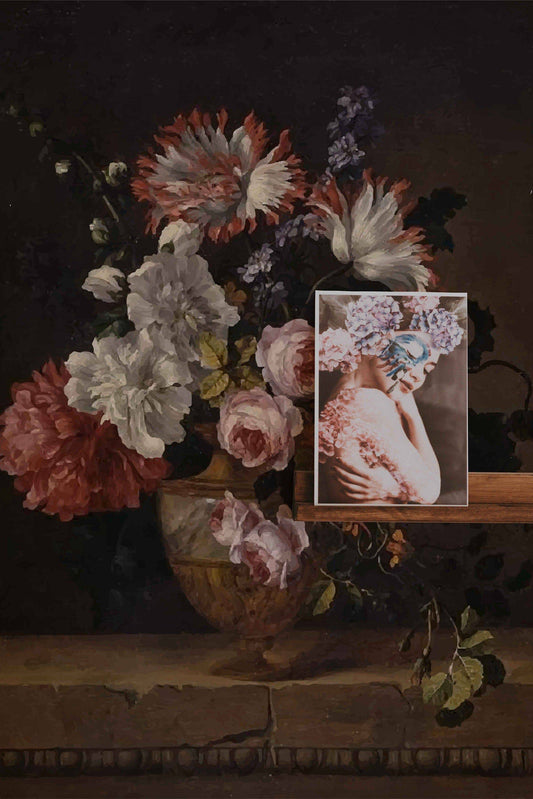 Small Vintage Flowers Bouquet , Wall Mural, Floral Wallpaper, Self adhesive, Temporary wallpaper,  #27DF