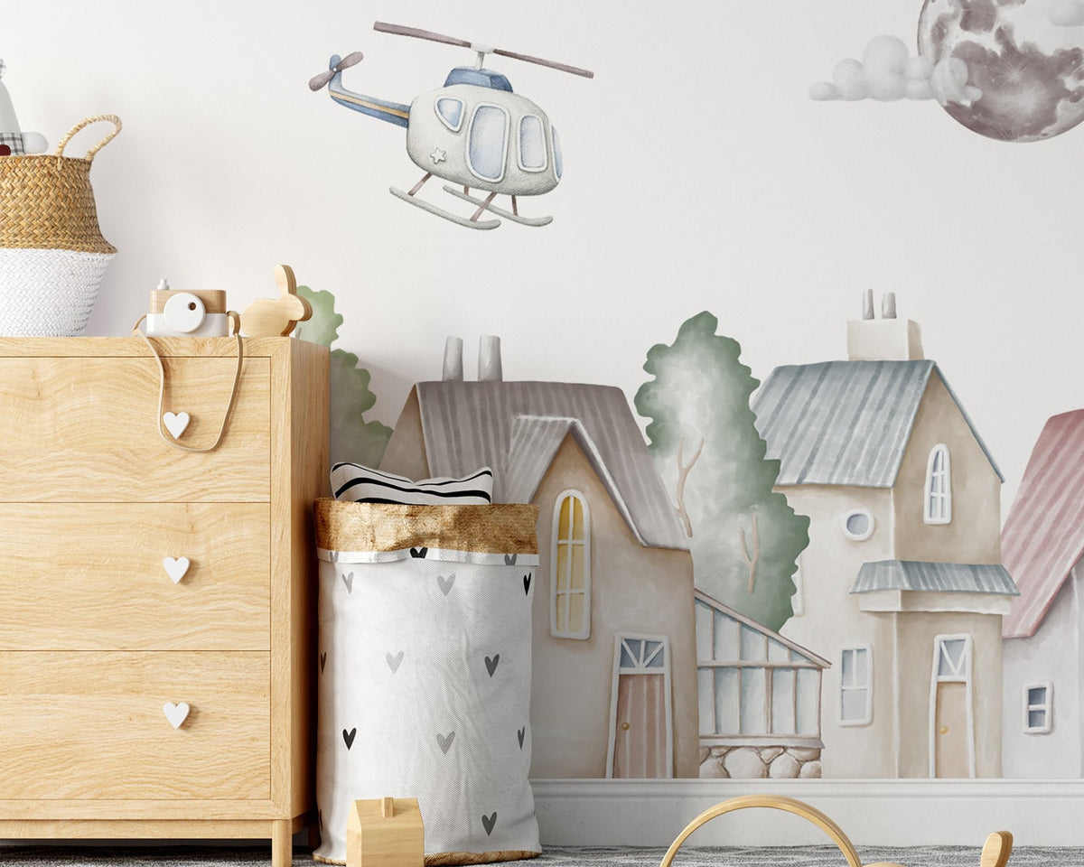 Town Wall Stickers, City Wall Decals - Unique Wall Decal by Wonderwallsboutique