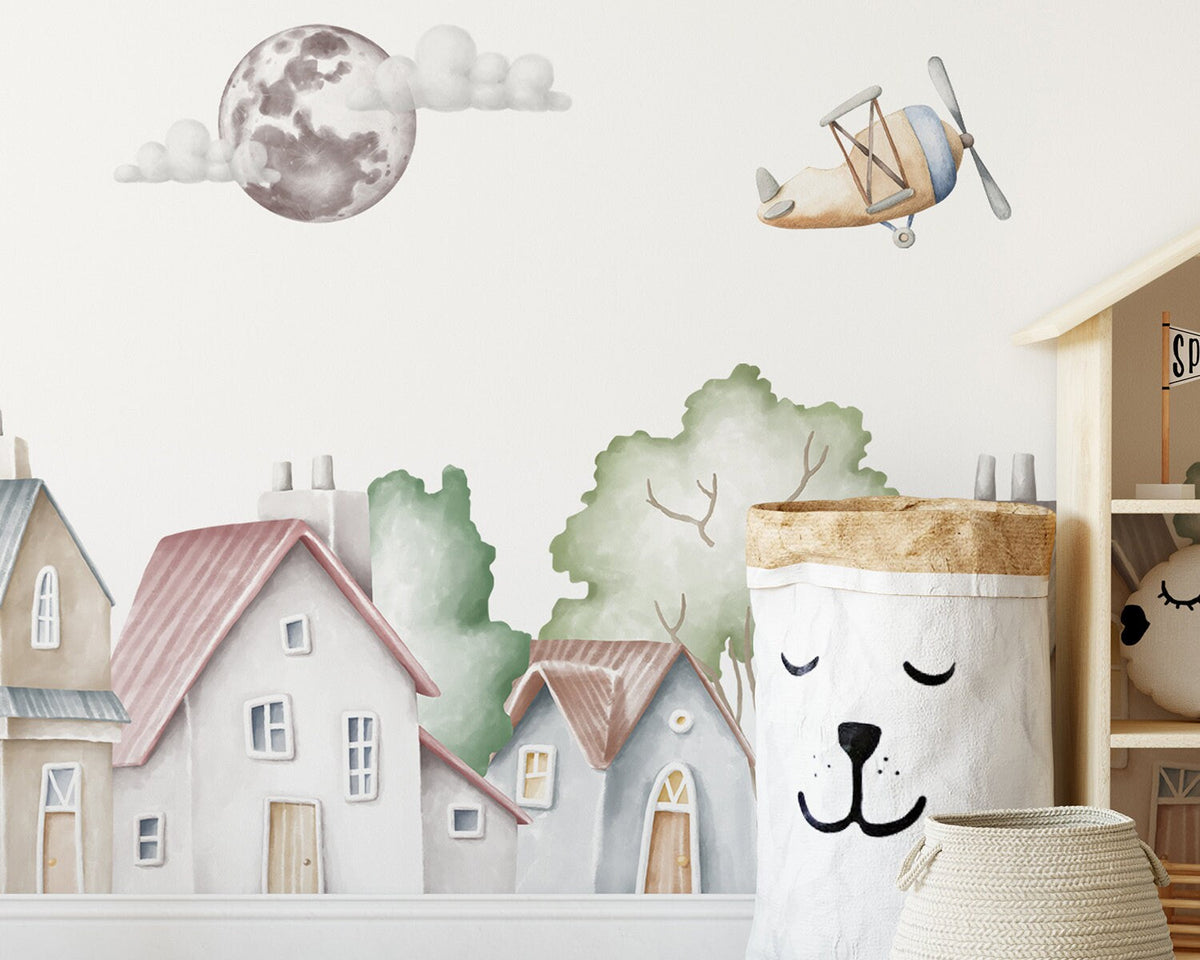 Town Wall Stickers, City Wall Decals - Unique Wall Decal by Wonderwallsboutique