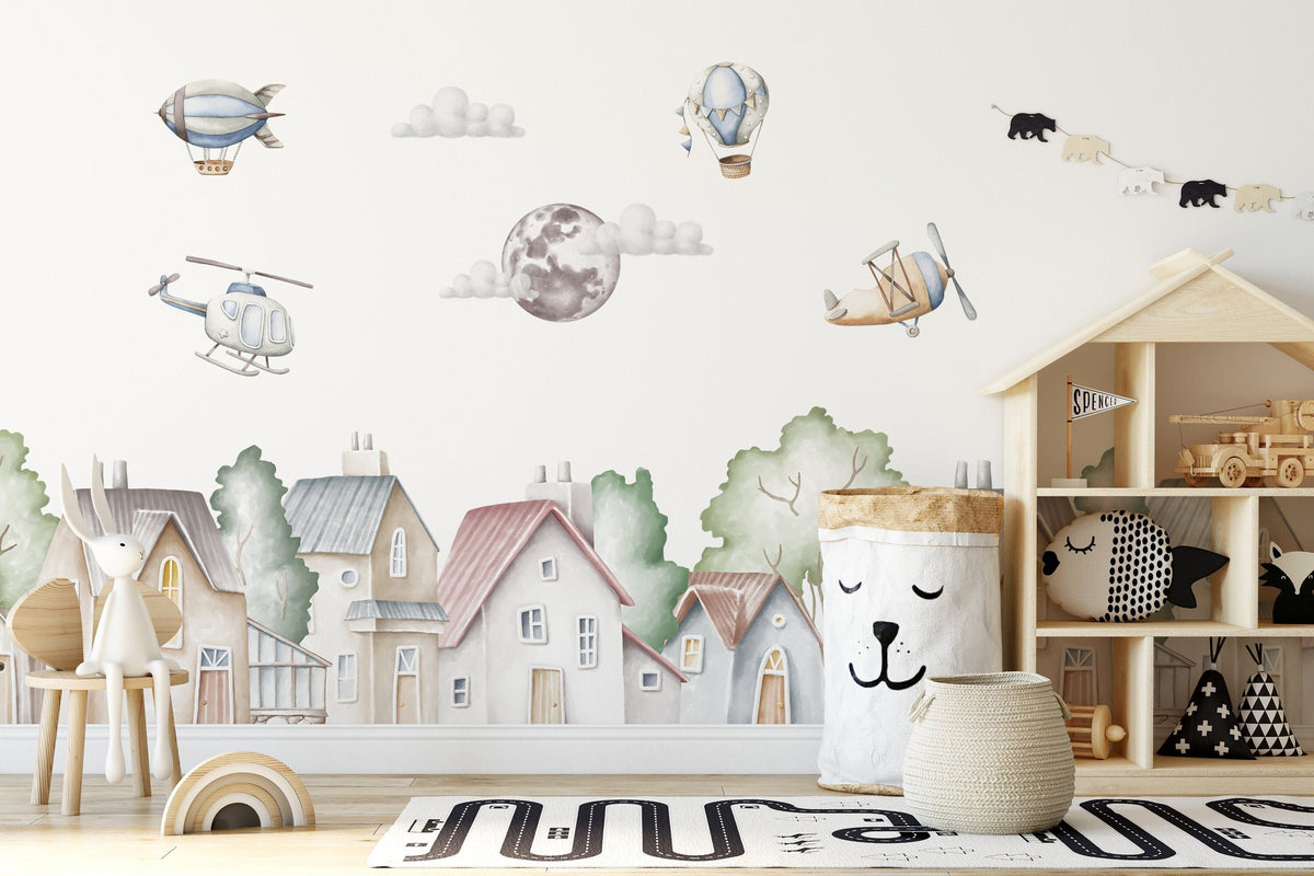 Town Wall Stickers, City Wall Decals - Unique Wall Decal by Wonderwallsboutique