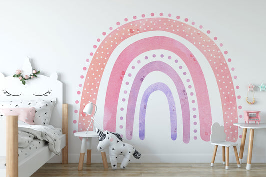 Watercolor boho rainbow wall stickers, wall decor, boho watercolor playroom kids, girl bedroom, mural ideal nursery decor, photo prop, baby shower for nursery and home wall decor.