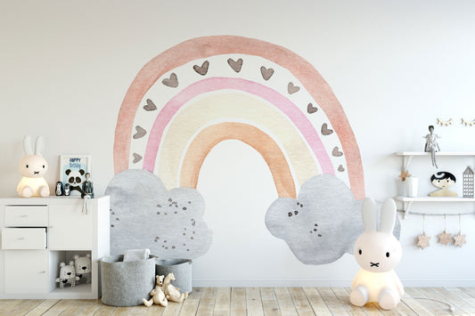 Watercolor rainbow wall decal, nursery wall decal, rainbow wall stickers, large rainbow wall decal, watercolor rainbow decal, boy wall decal kids room for nursery and home wall decor.