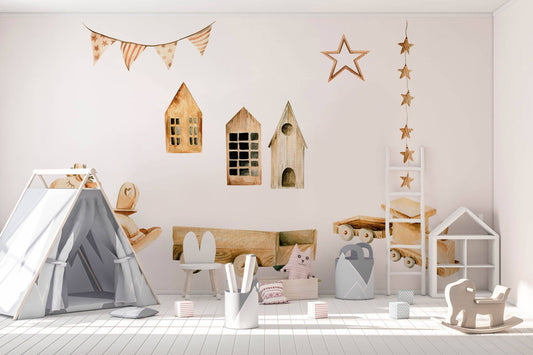 Christmas Tree wall sticker, Christmas nursery decoration, Christmas wooden toys, Eco wall decal, Nursery wall decal