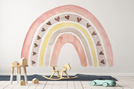Watercolor medium boho rainbow wall sticker mural ideal for nursery, kids room, photo prop, baby shower, rainbow baby, bedroom decoration for nursery and home wall decor.