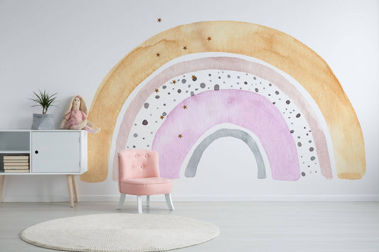 Watercolor large floral rainbow wall sticker mural ideal for nursery, kids room, photo prop, baby shower, rainbow baby, bedroom decoration for nursery and home wall decor.