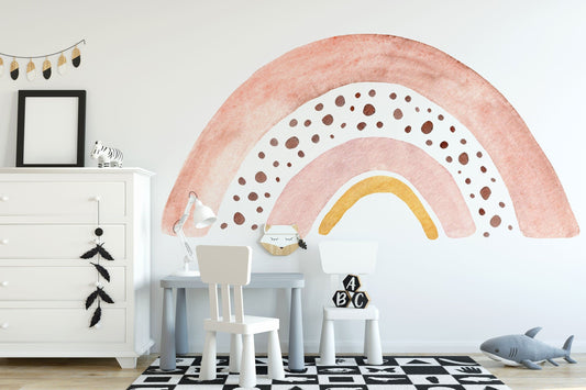 Watercolor large pastel rainbow wall sticker mural ideal for nursery, kids room, photo prop, baby shower, rainbow baby, bedroom decoration for nursery and home wall decor.