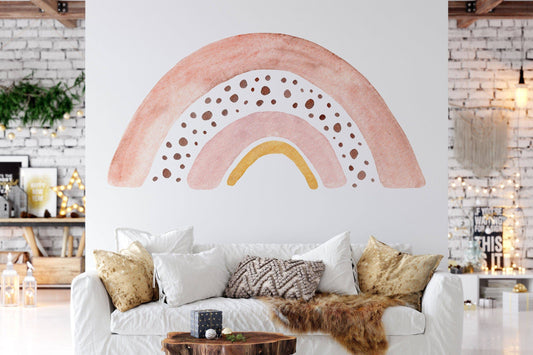 Watercolor large pastel rainbow wall sticker mural ideal for nursery, kids room, photo prop, baby shower, rainbow baby, bedroom decoration for nursery and home wall decor.
