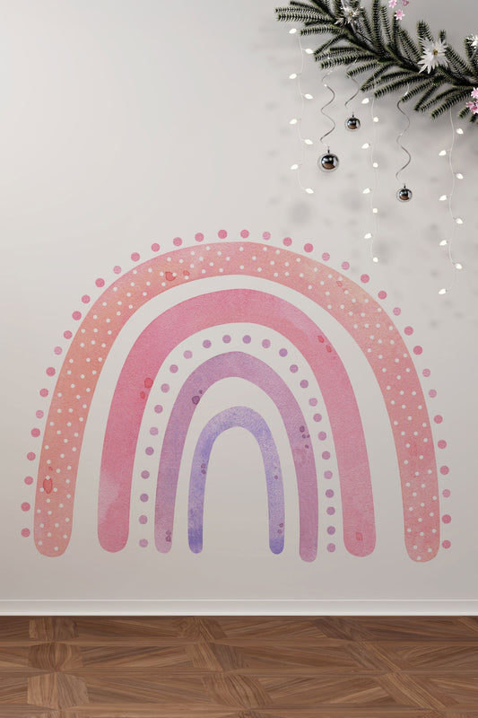Watercolor boho rainbow wall stickers, wall decor, boho watercolor playroom kids, girl bedroom, mural ideal nursery decor, photo prop, baby shower for nursery and home wall decor.