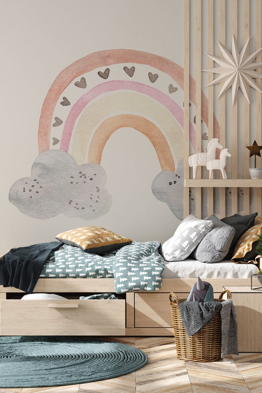 Watercolor rainbow wall decal, nursery wall decal, rainbow wall stickers, large rainbow wall decal, watercolor rainbow decal, boy wall decal kids room for nursery and home wall decor.