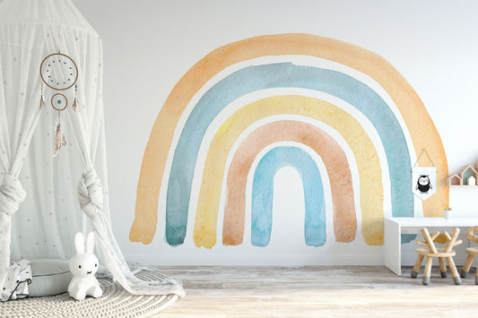 Watercolor mural ideal nursery decor, boho rainbow wall stickers, wall decor, boho watercolor playroom kids, girl bedroom, photo prop, baby shower for nursery and home wall decor.