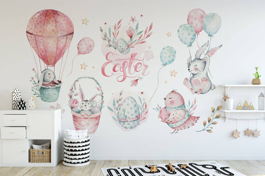 Balloon Watercolor, Nursery decals, Art Nursery Wall Decals, Hot air balloon Decals, Wall Decor, Kids Decals, Carnival Decals, Nursery Decor