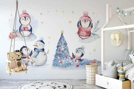 Christmas Decals, Christmas Decoration, Christmas Wall Decal, Xmas Decals, Watercolor kids decal, New Year Decal, Christmas Wall Sticker