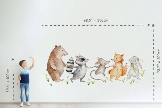 Woodland Wall decal for kids / big set forest animals / woodland animals / hand painted / watercolor