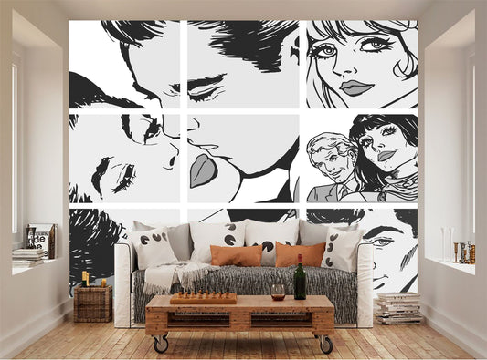 Watercolor black & white peel and stick for nursery and home wall decor.