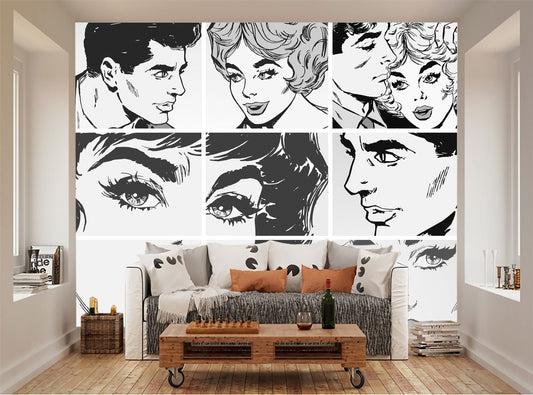 Watercolor black & white peel and stick for nursery and home wall decor.