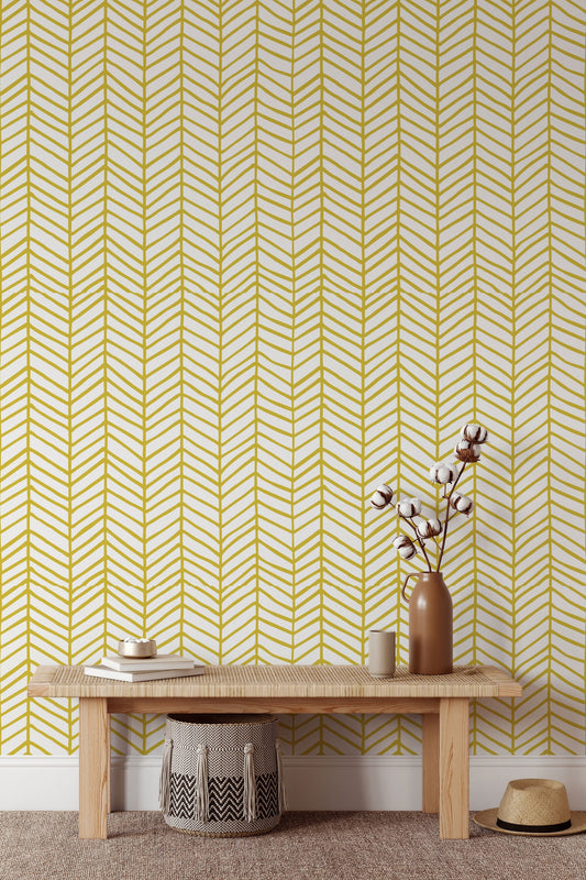 Watercolor herringbone peel and stick for nursery and home wall decor.