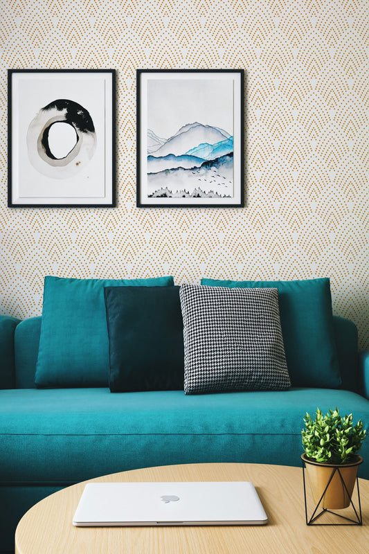 Watercolor boho dots peel and stick for nursery and home wall decor.