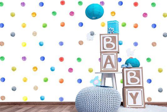 Watercolor watercolor dots wall stickers, irregular - shaped dots polka dots, dot wall stickers - peel and stick wall stickers kids room decor, nursery for nursery and home wall decor.