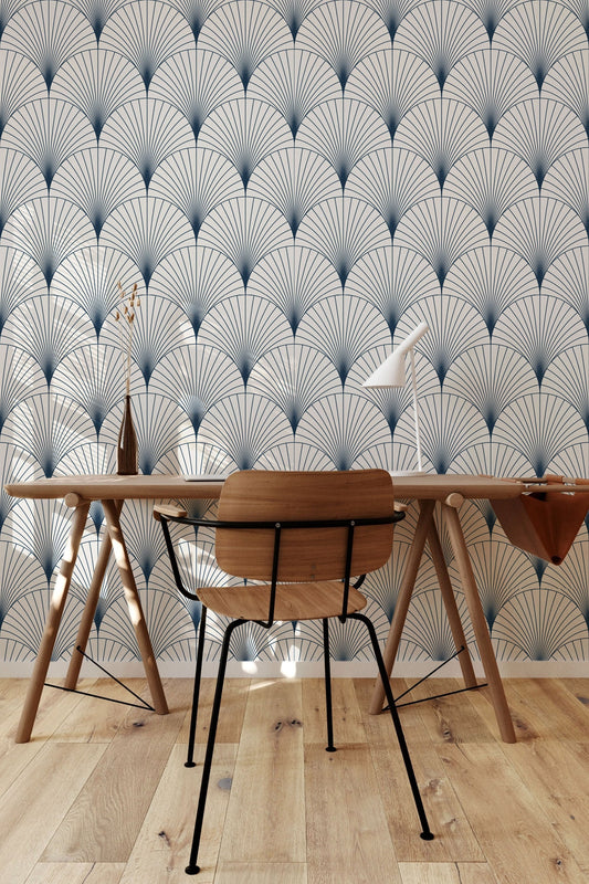 Watercolor ocean theme scallop peel and stick for nursery and home wall decor.