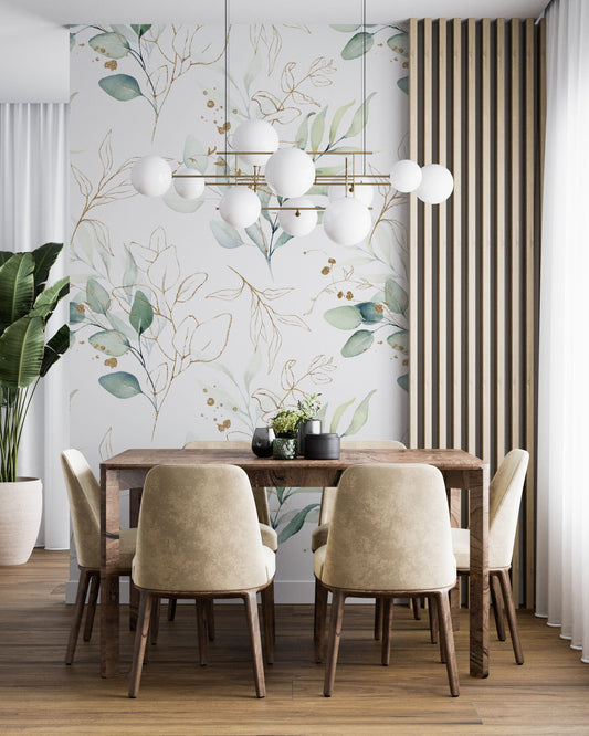 Watercolor green eucalyptus peel and stick wallpaper - botanica... for nursery and home wall decor.