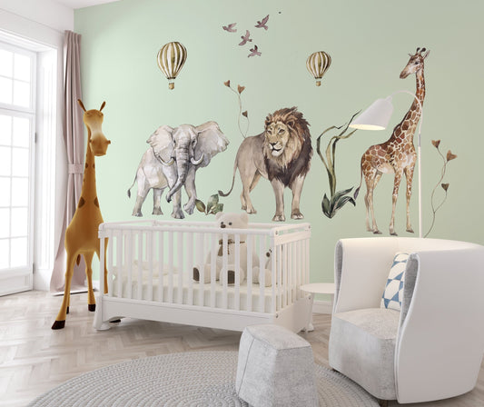 Safari Wall Stickers, BOHO Animals Decals, Childrens Wall Stickers, Jungle safari Wall Stickers, Nursery Decor, Decals