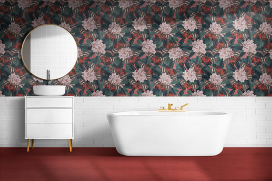 Watercolor removable vintage wallpaper mural for nursery and home wall decor.