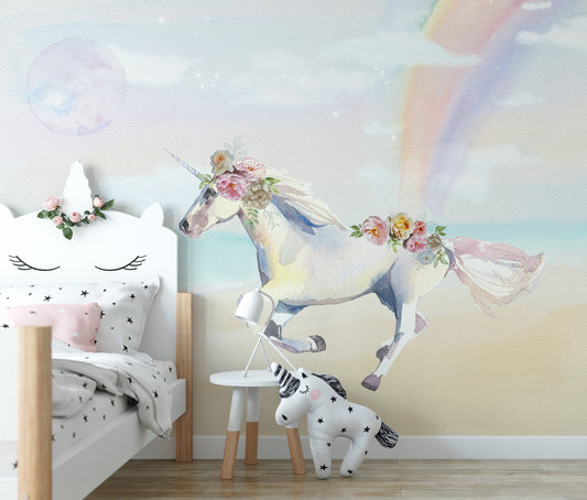 Unicorn and Rainbow Wall Mural