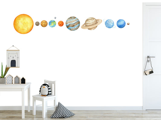 Watercolor watercolor planets decal - solar system - nursery decal - watercolor planets graphics - mars - earth - jupiter - saturn for nursery and home wall decor.