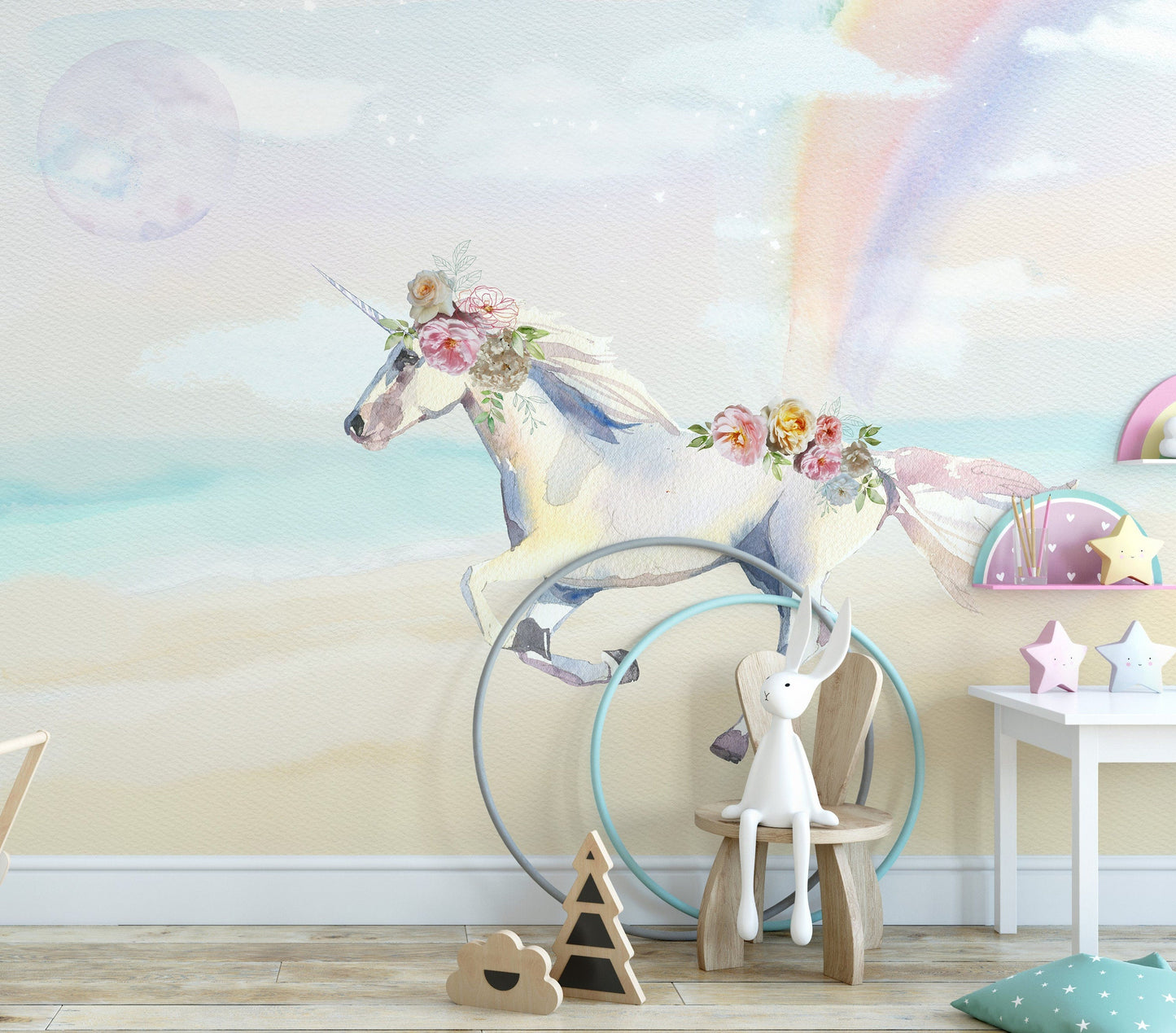 Unicorn and Rainbow Wall Mural